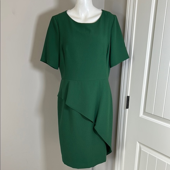 Bigio Collection Green Shift Dress Round Neck Short Sleeve Jungle Green 12 NEW - Picture 1 of 9
